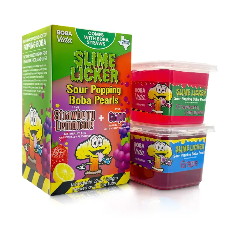 Slime Licker Sour Popping Boba Pearls- Strawberry Lemonade & Grape