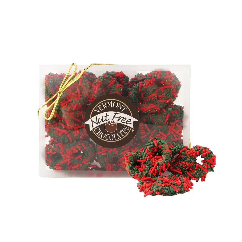 Vermont Nut-Free Chocolate - Christmas Chocolate Covered Mini-Twist Pretzels