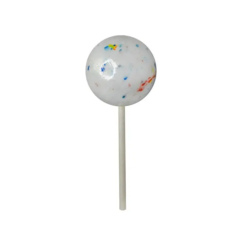 2 1/4" White Speckled Jawbreaker on Stick - Wrapped - Each
