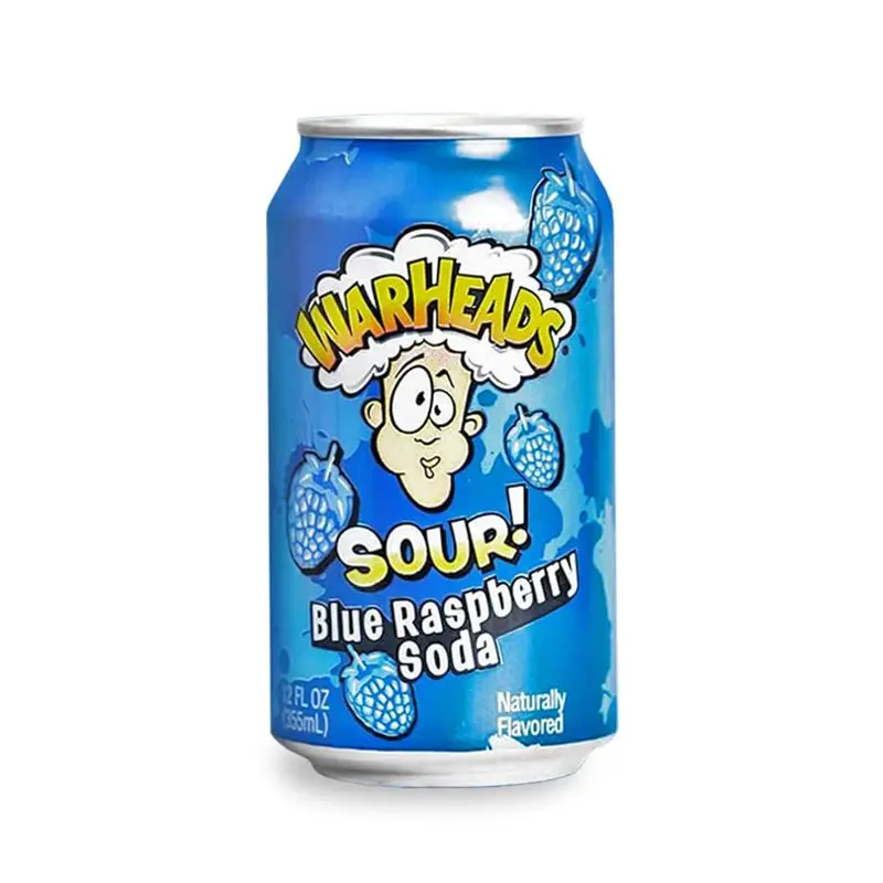 Warheads Sour Blue Raspberry Soda  - 12 oz Can