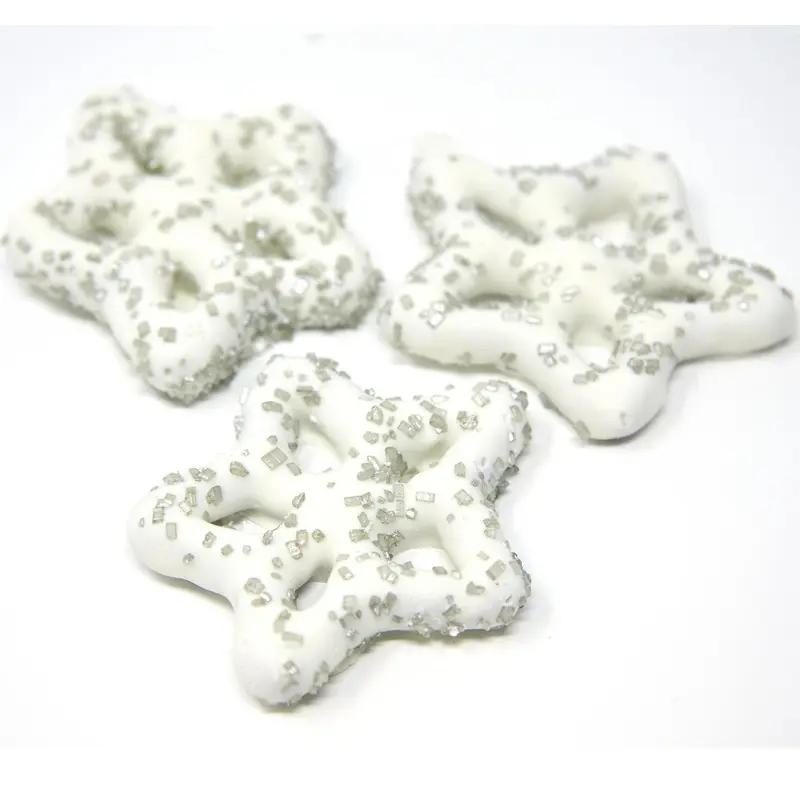 White Yogurt Pretzels Shimmer Snowflake