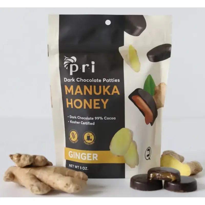 99% Cocoa Dark Chocolate Manuka Honey Ginger Patties