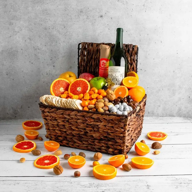 Bountiful Harvest Fruit & Wine Basket