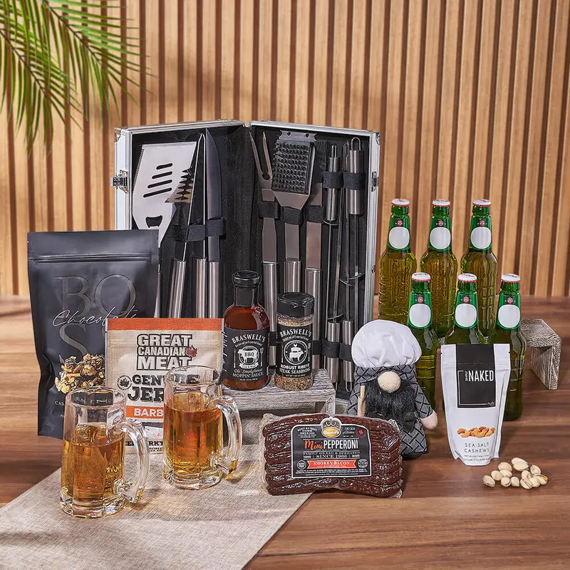 Smokin BBQ Grill Gift Set with Beer