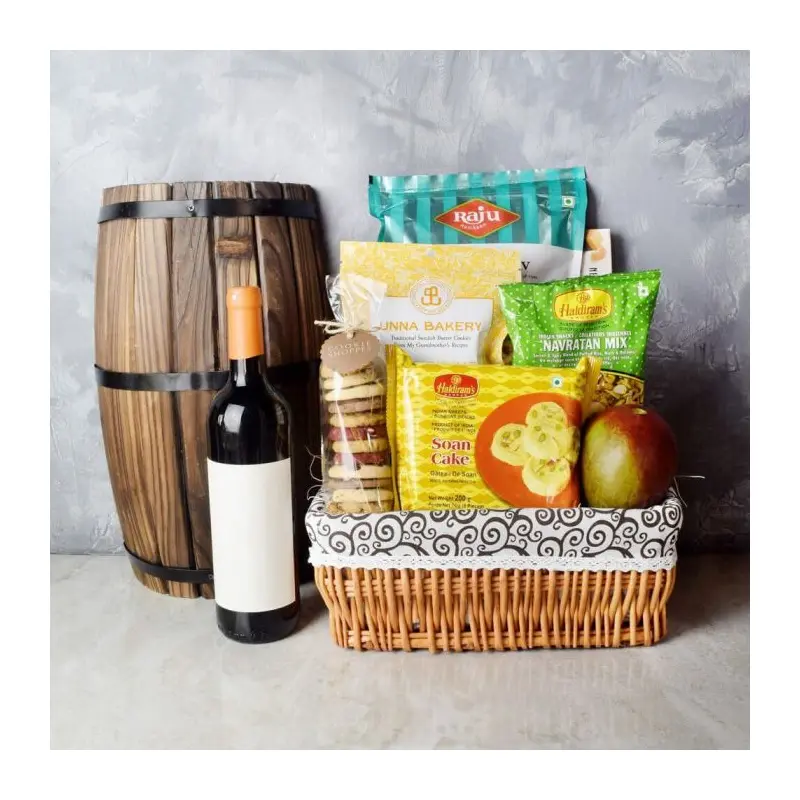 Flavors Of Diwali Gift Basket With Wine