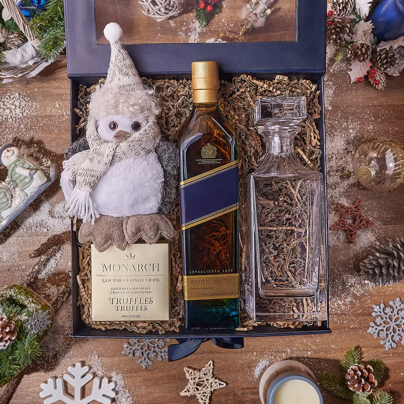 Holiday Liquor Decanter & Treats Basket