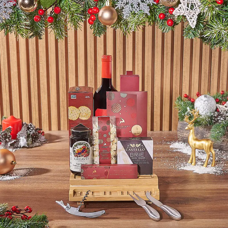 Holiday Wine & Cheese Snack Basket