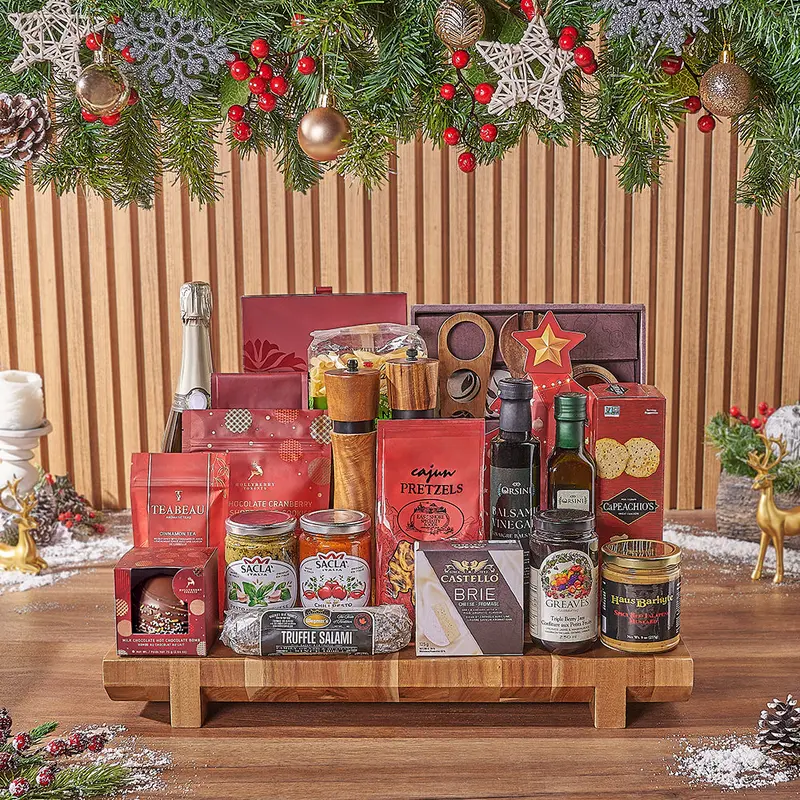 Opulent Christmas Champagne & Chocolate Gift Basket