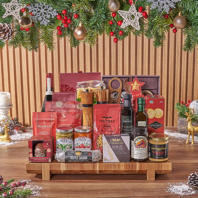 Opulent Christmas Wine & Chocolate Gift Basket