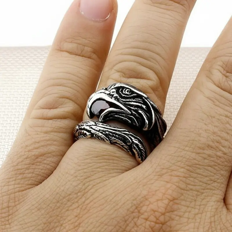 Unisex 925 Solid Silver Vulture Ring
