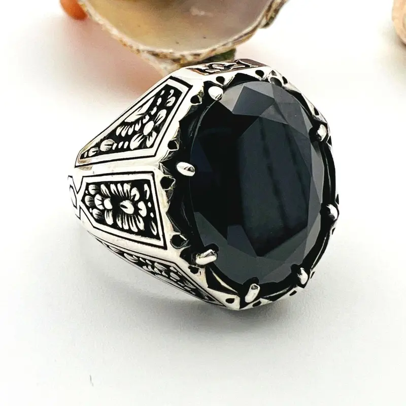 Black Onyx Stone Men's Ring