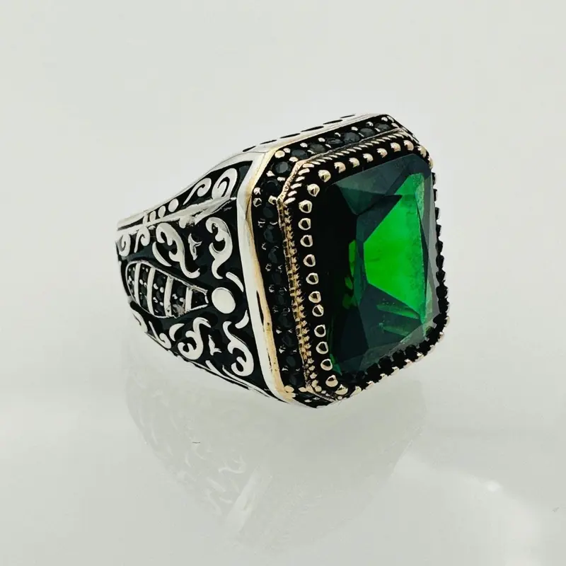 Men's Citrine Turkish Silver Signet Ring