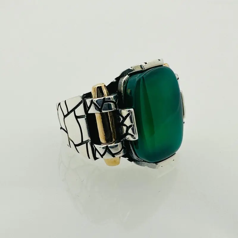 Men's Multi-Color Mystic Topaz Square Sterling Silver Ring