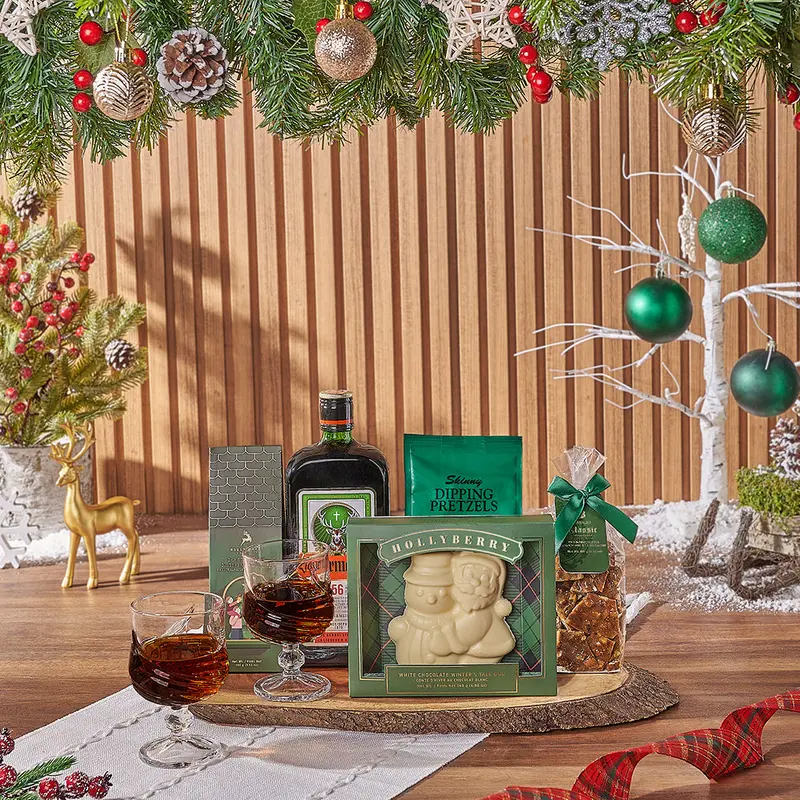 Yuletide Liquor & Snack Basket