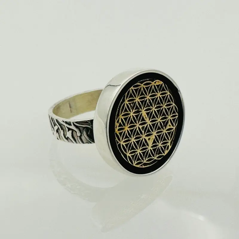 Flower Of Life Signet Silver Ring