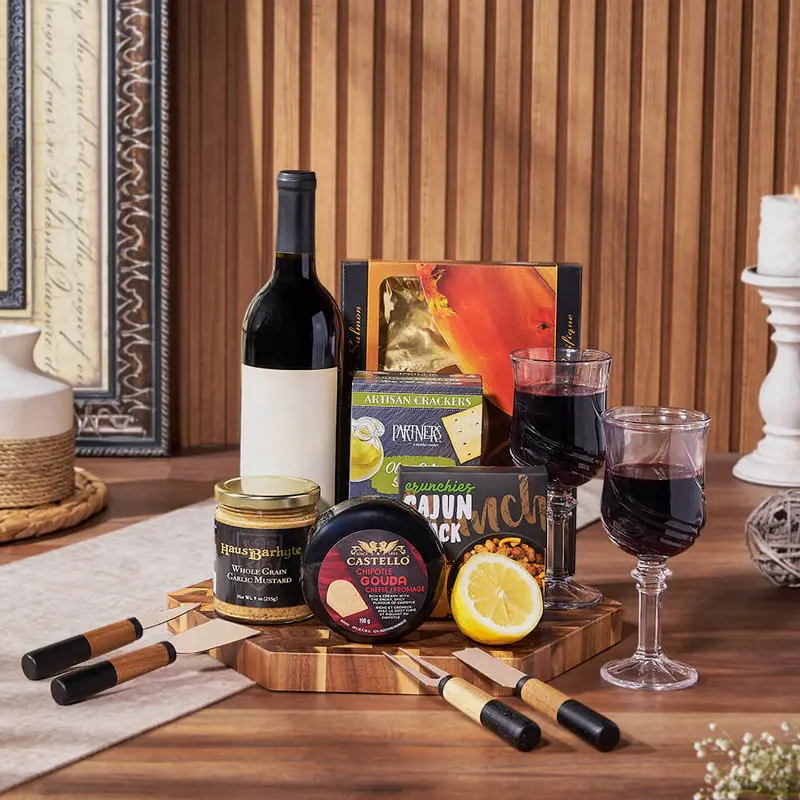 Gourmet Snack & Salmon Gift Set with Wine