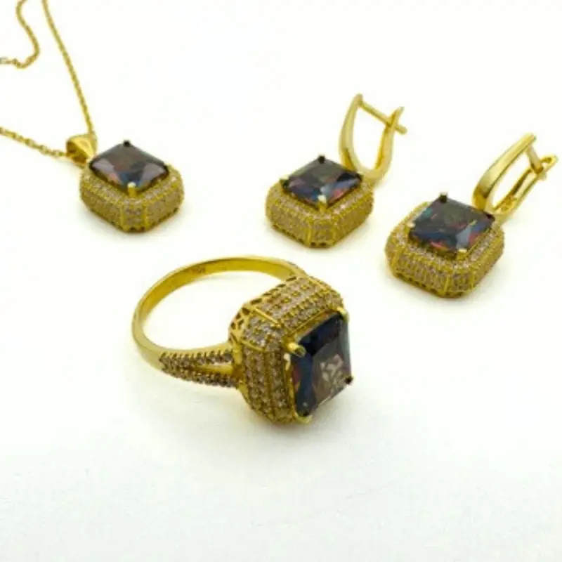 Handcrafted Multi-Color Topaz 925 Sterling Silver Jewelry Set for Women - Elegant Gift for Her