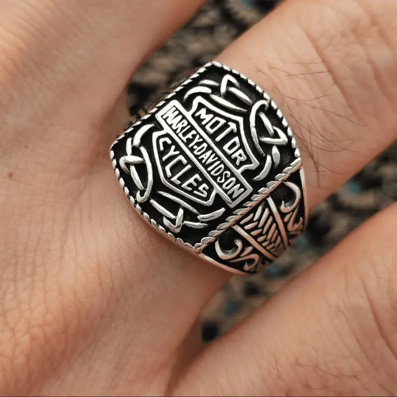 Harley Davidson Inspired Sterling Silver Biker Ring