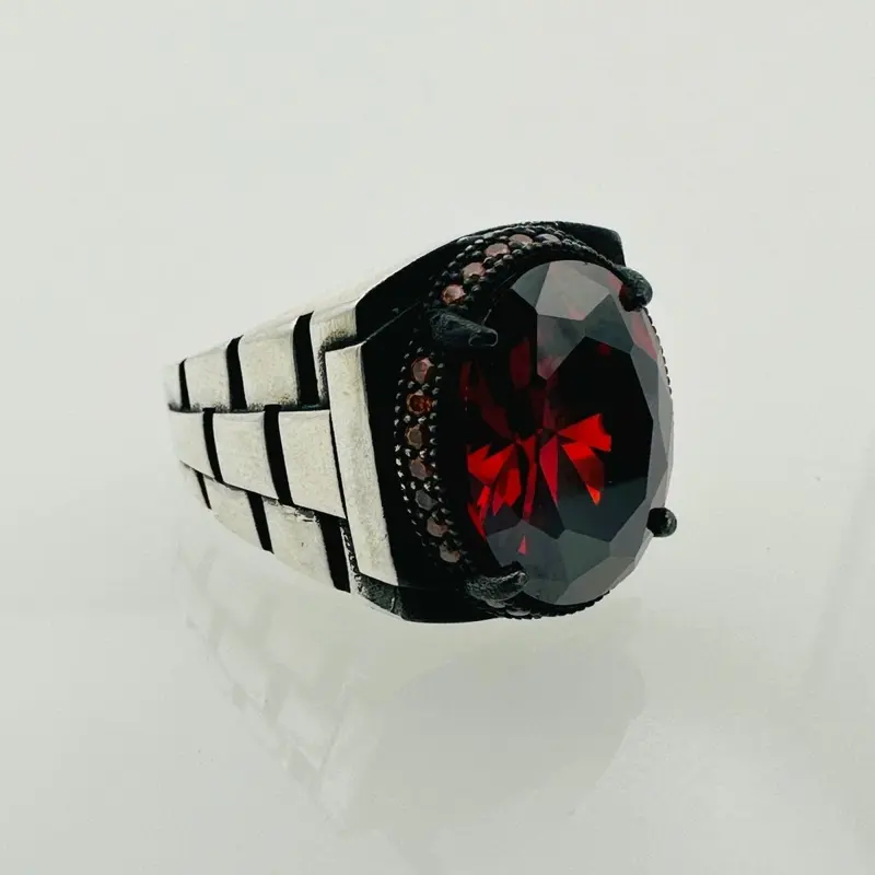 Men's Ruby Oval Ring