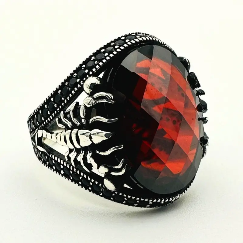 Scorpion Detailed Silver Men's Ring