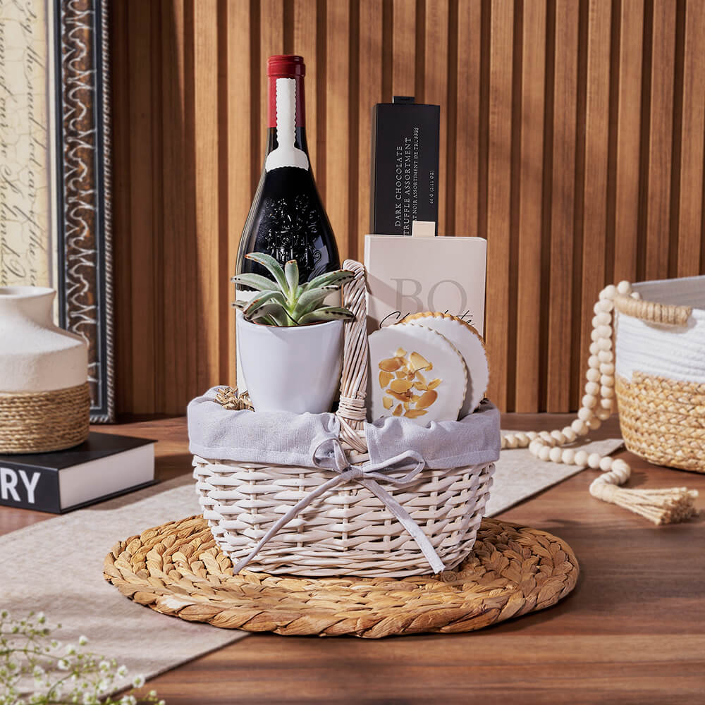Sweet Succulent & Wine Gift Basket