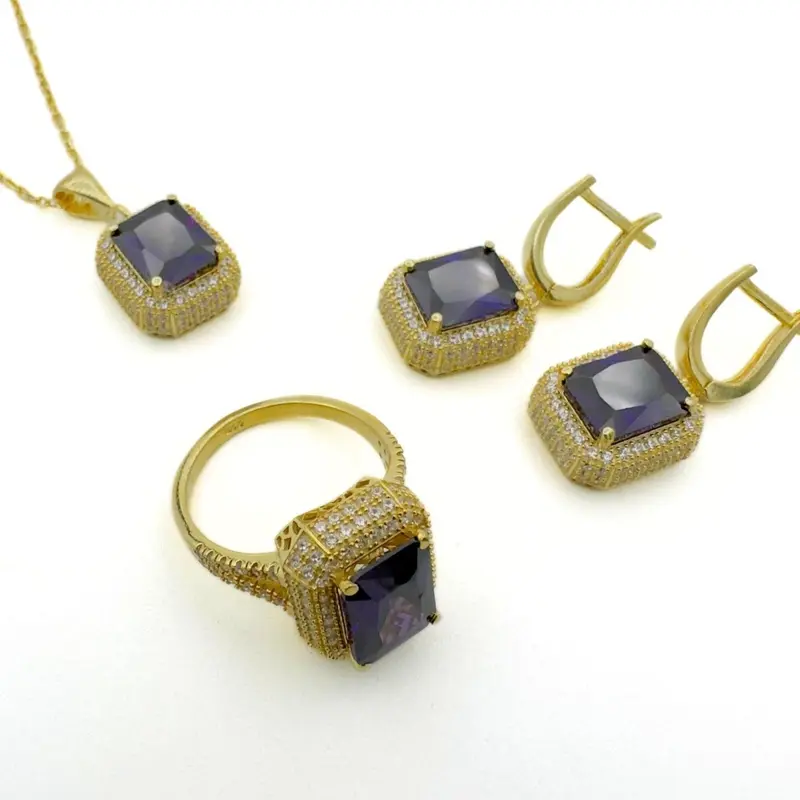 Turkish Handmade Amethyst 925 Sterling Silver Jewelry Set | Elegant Gift for Women & Mom