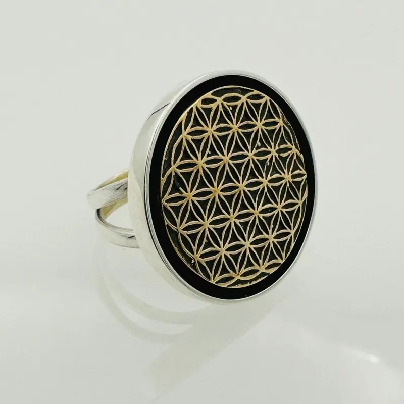 Unisex Flower Of Life Silver Ring