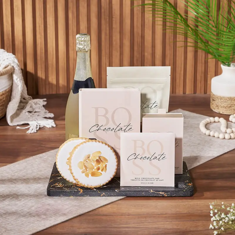 Gourmet Cookies & Champagne Gift Basket