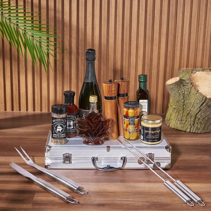 Zesty Barbeque Grill Gift Set with Champagne