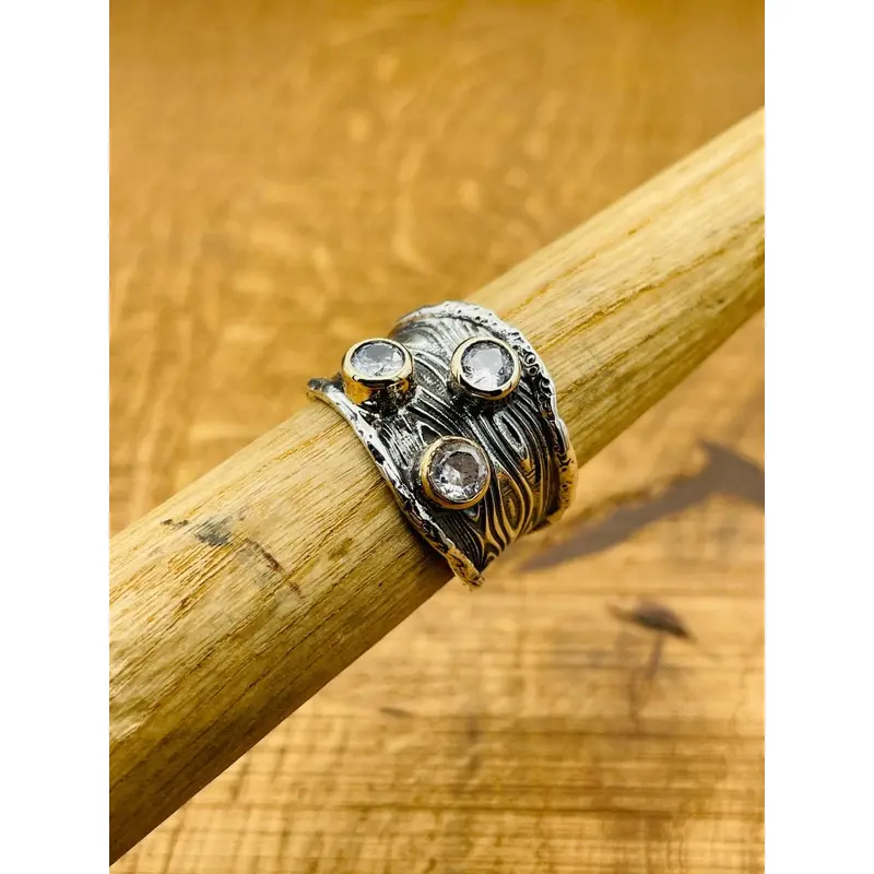 Adjustable Women's White Zircon Three Stone Ring