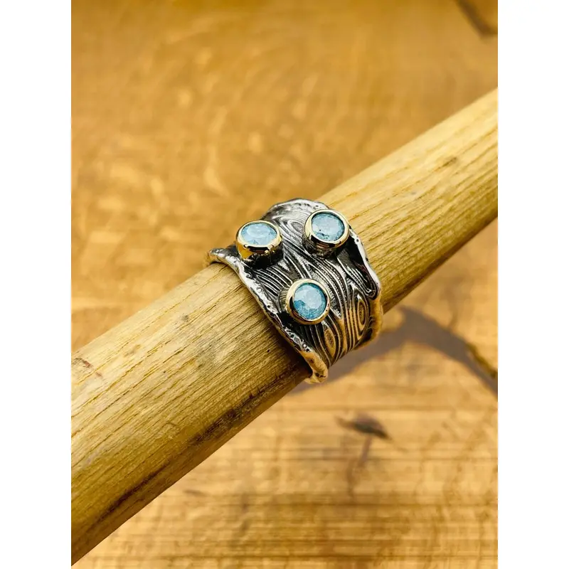 Aquamarine Adjustable Women's Silver Ring
