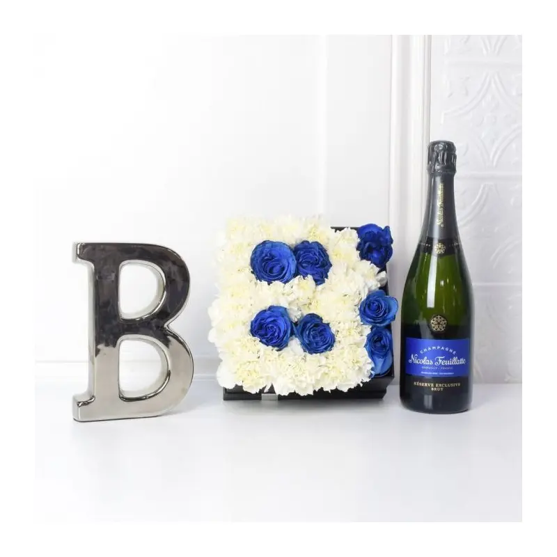 Celebrate A Baby Boy Flower Box with Champagne