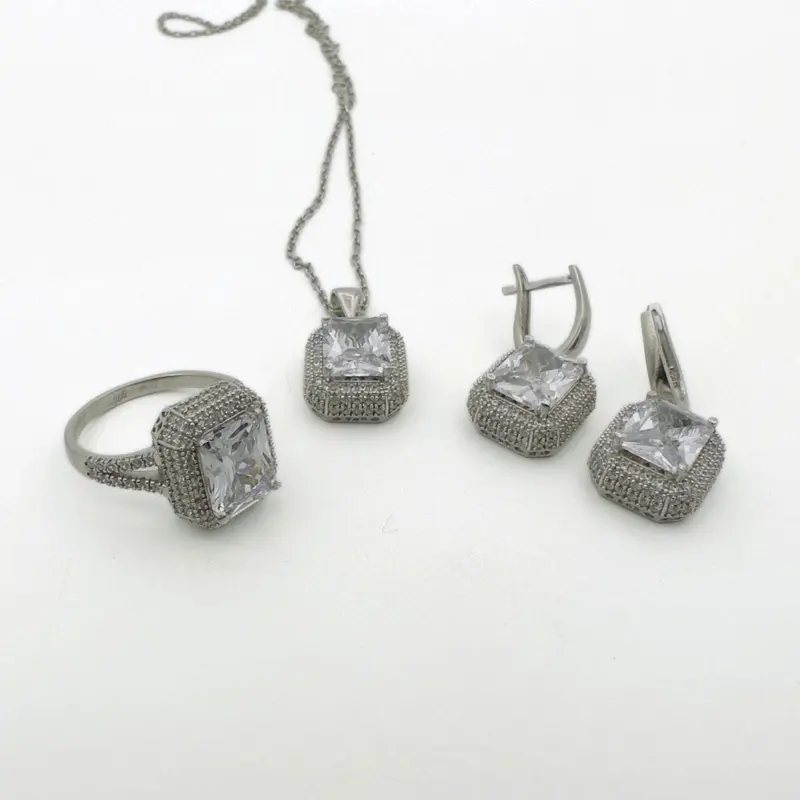 Handcrafted Turkish 925 Sterling Silver White Zircon Women's Jewelry Set | Gift Box Included