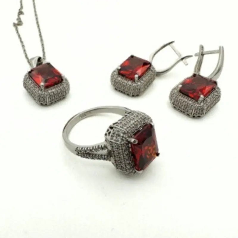 Handmade 925 Sterling Silver Ruby Jewelry Set for Women | Elegant Gift Boxed