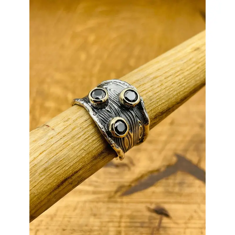 Women's Black Onyx Three Stone Ring
