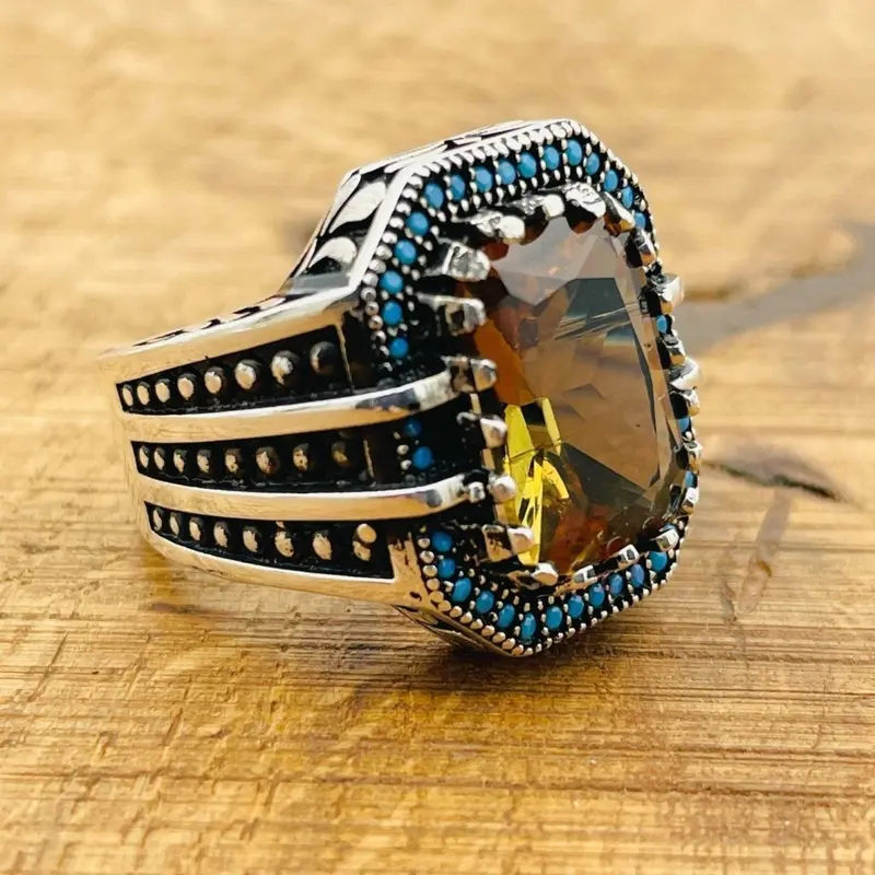 Exquisite Ottoman Style Men's Ring - Handcrafted 925 Silver with Color-Changing Zultanite Stone