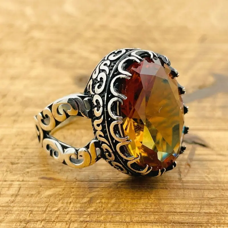 Exquisite Ottoman Zultanite Men's Ring | Color-Changing 925 Sterling Silver Gemstone Jewelry | Unique Gift for Him