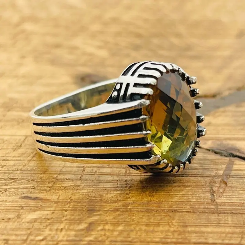 Handcrafted 925 Sterling Silver Ottoman Men's Ring with Color-Changing Zultanite Stone