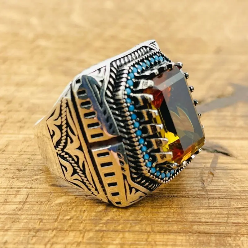 Handcrafted Ottoman 925 Sterling Silver Men's Ring | Multi-Color Changing Zultanite Stone