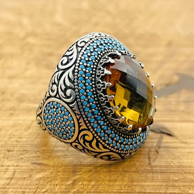 Handcrafted Ottoman Sterling Silver Men's Ring | Genuine Color-Changing Zultanite Stone | Unique Gift for Him