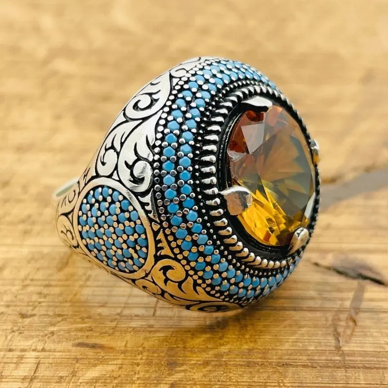 Handmade Ottoman Style Multi-Color Zultanite Men's Ring - Sterling Silver, Color-Changing Gemstone
