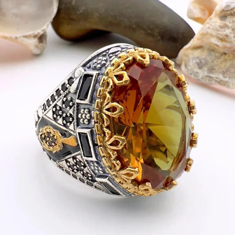 Men's Authentic Turkish Handmade 925 Sterling Silver Zultanite Gemstone Ring - Exquisite Jewelry Gift