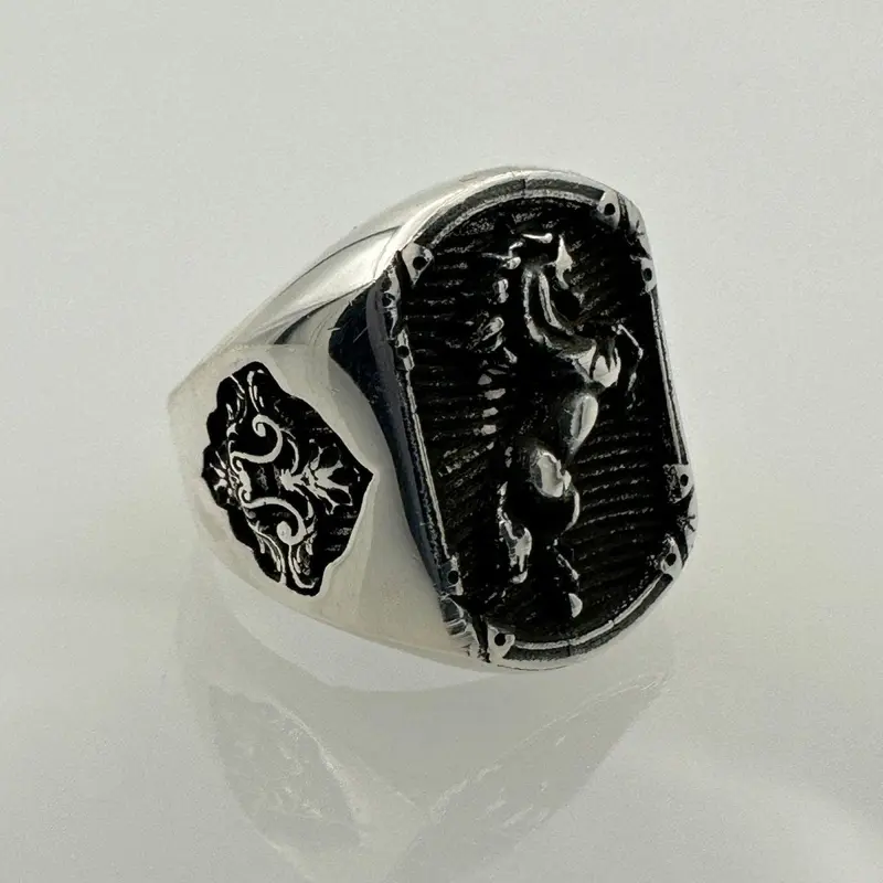 Men's Unique Handmade 925 Sterling Silver Horse Design Ring