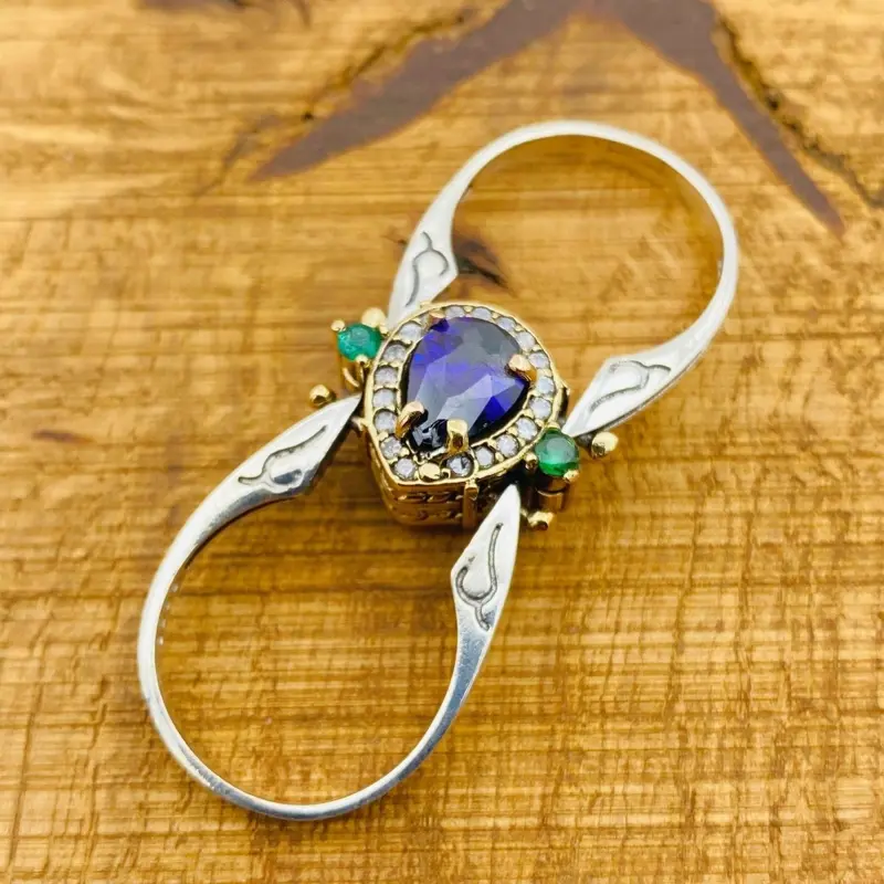 Unique Reversible Amethyst & Citrine Ring | Two-in-One 925 Sterling Silver Women's Gift Jewelry