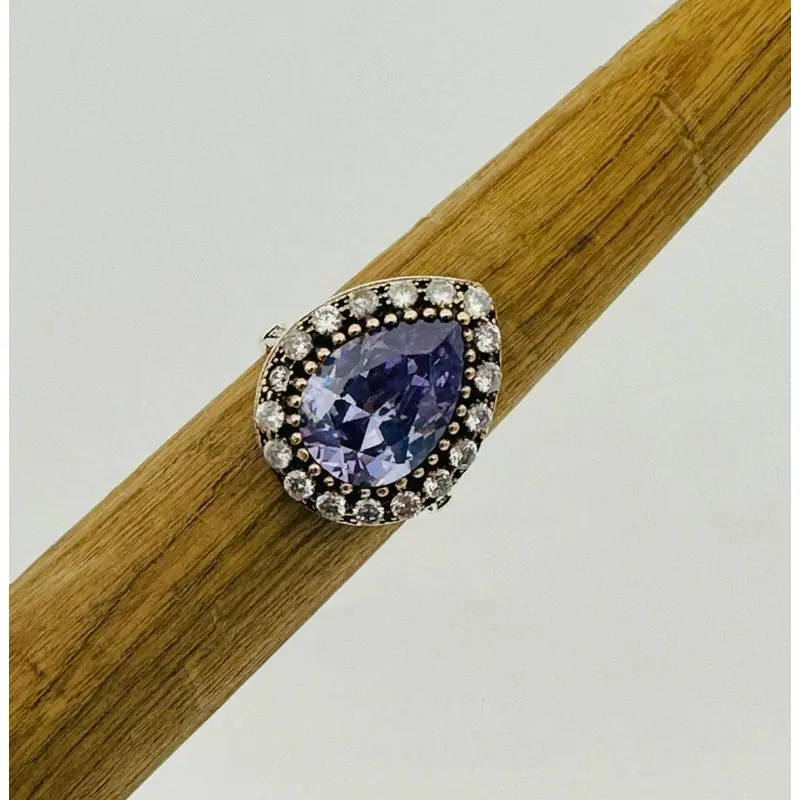 Dazzling Turkish Handmade Amethyst Heart 925 Sterling Silver Ring for Women