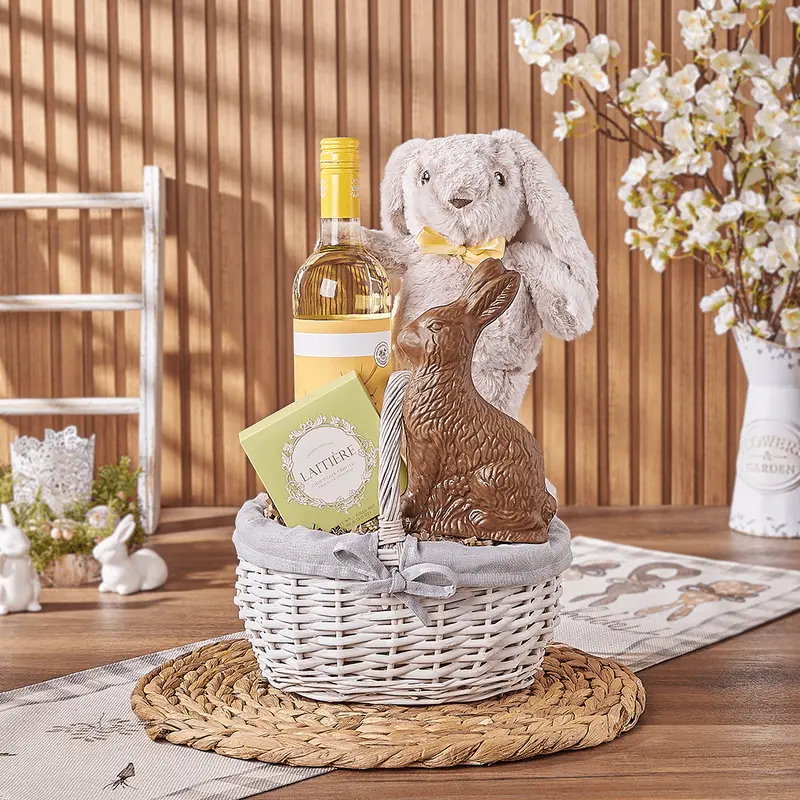Easter Bunny Wine & Chocolate Basket