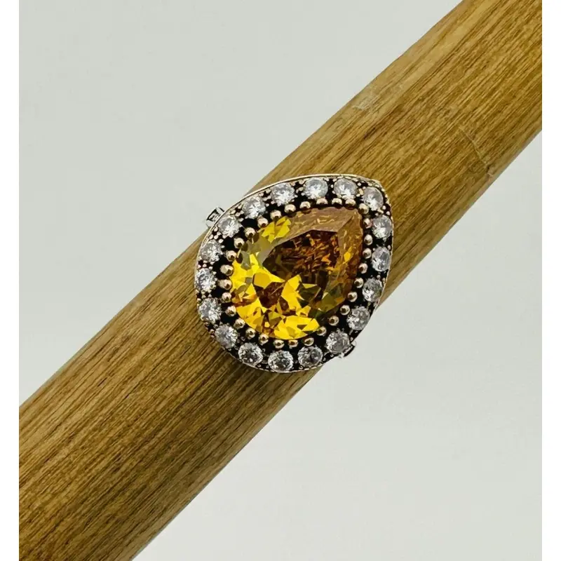 Elegant Turkish Handmade 925 Sterling Silver Citrine Ring for Women - Perfect Gift for Her