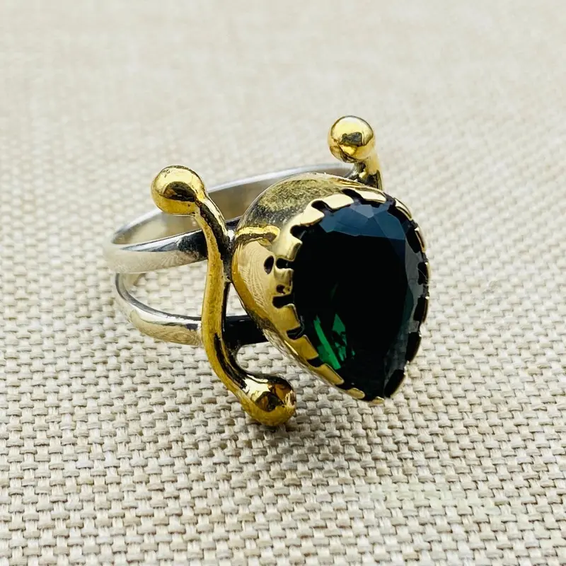 Exquisite Handmade Sterling Silver Green Zircon Ring for Women | Unique Statement & Thoughtful Gift