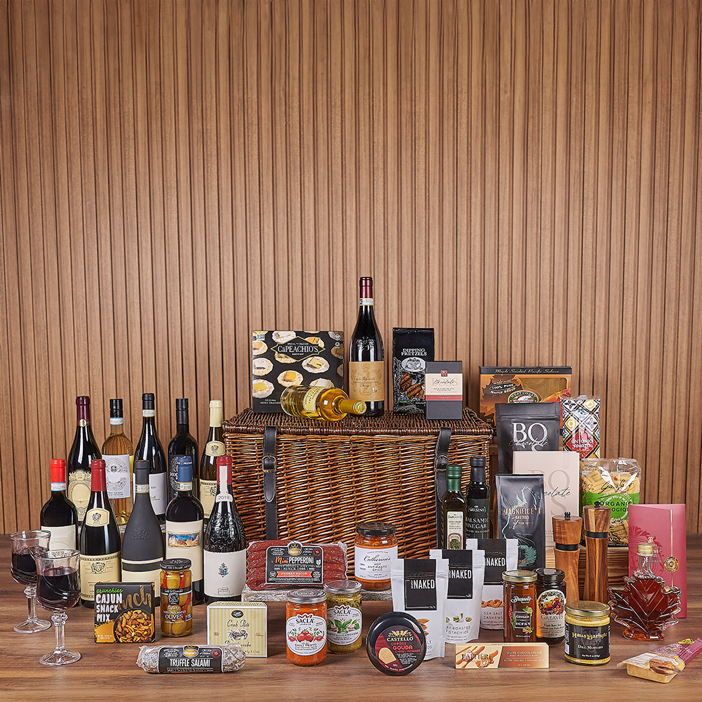 Exquisite Wine & Goodie Basket - Vintage Premium Wines