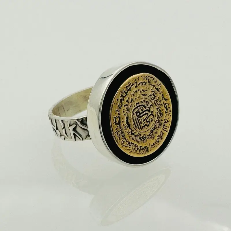 Handmade 925 Sterling Silver Men's Islamic Ring with Engraved Arabic Stone - Religious Jewelry Gift